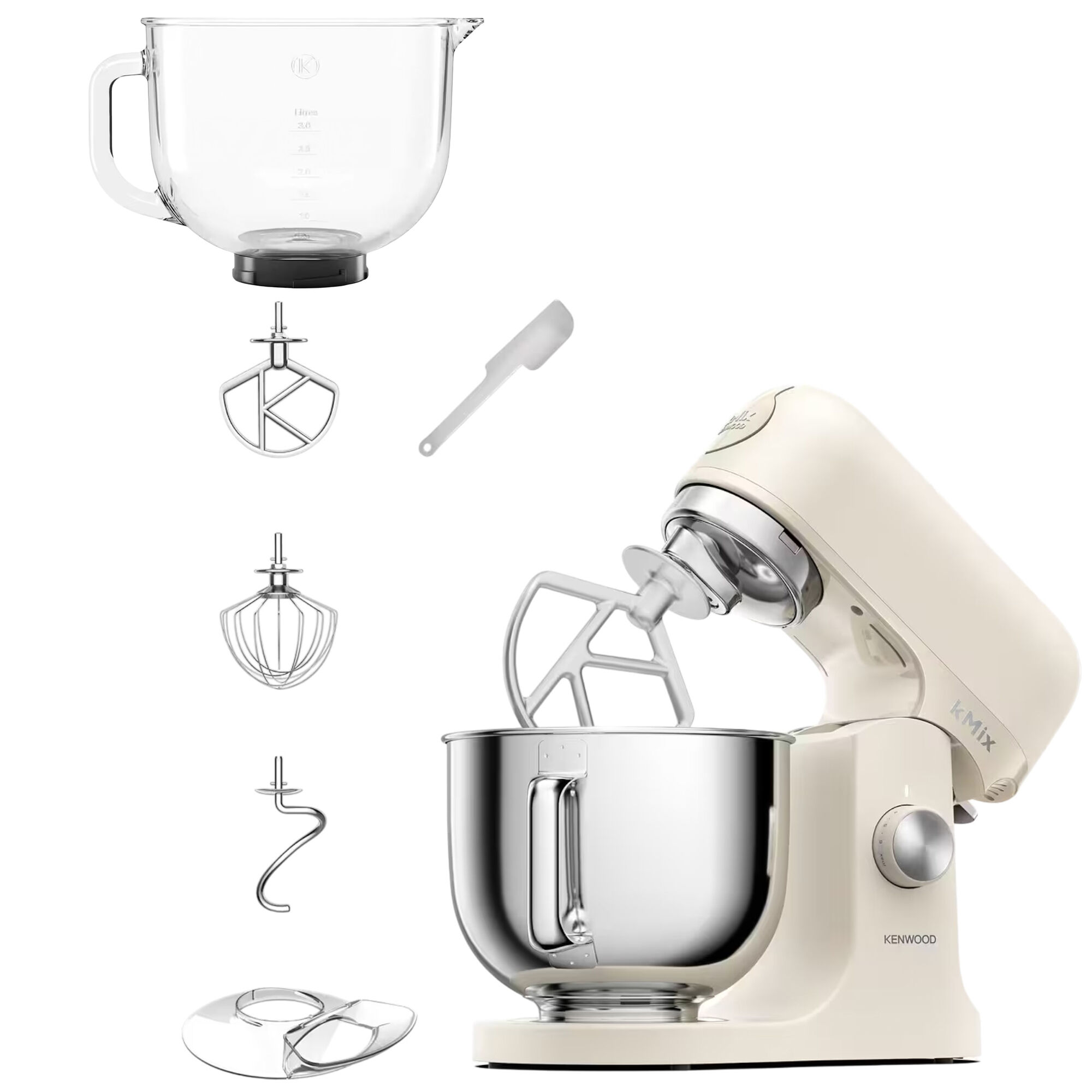 Kenwood Kmix Kmx751acr Køkkenmaskine Med Ekstra Glasskål   Liter  Creme