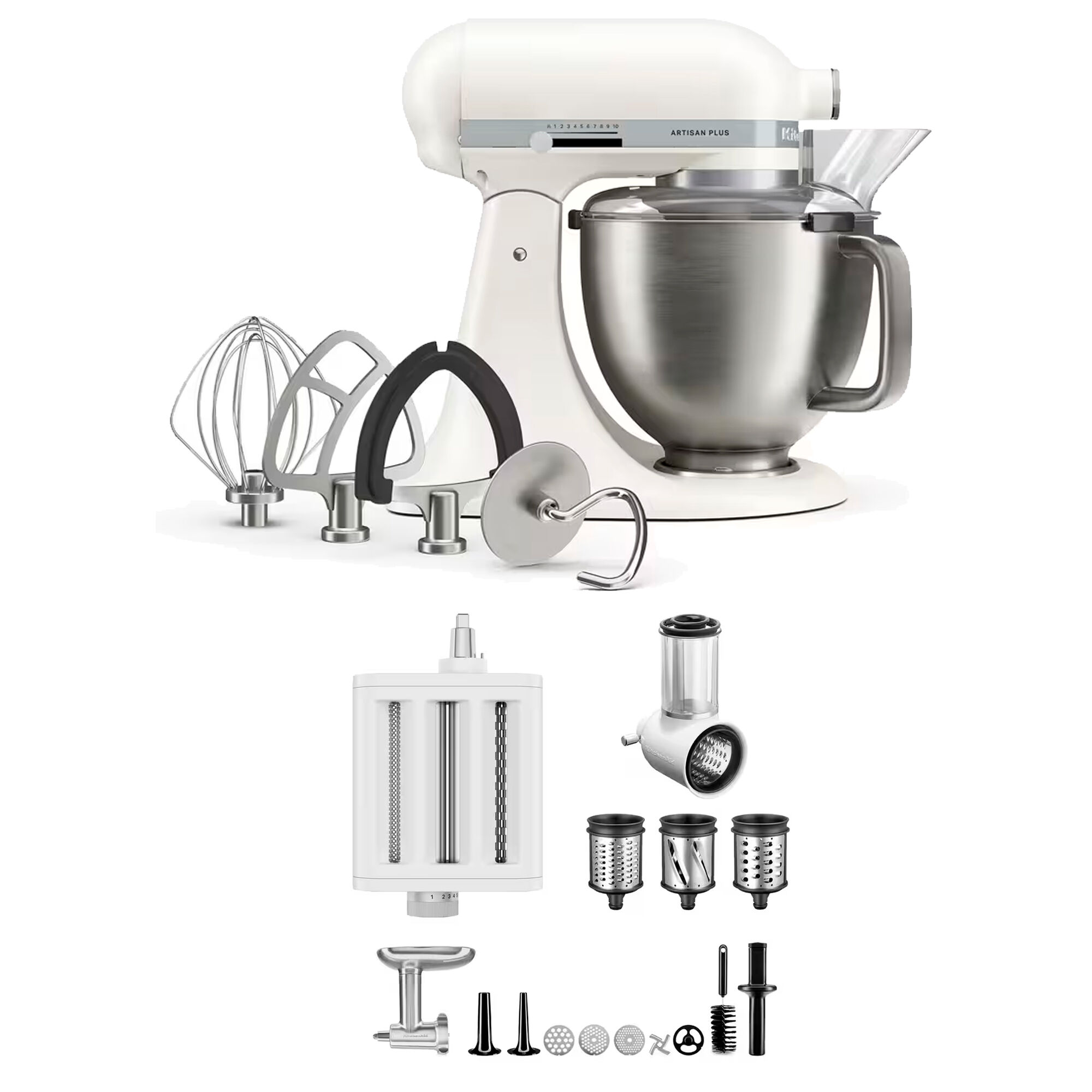 Kitchenaid Artisan Plus Köksmaskin Med Tillbehörspaket     Liter  Porcelain White