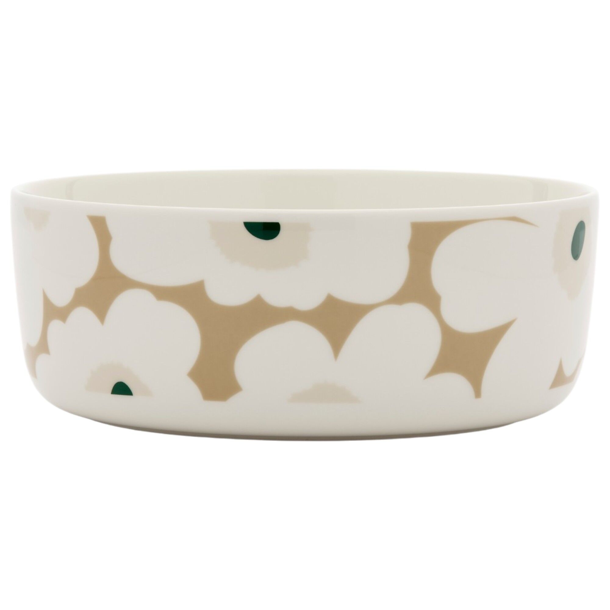 Marimekko Oiva Unikko Serveringsskål        Hvid Beige Sand Mørkegrøn