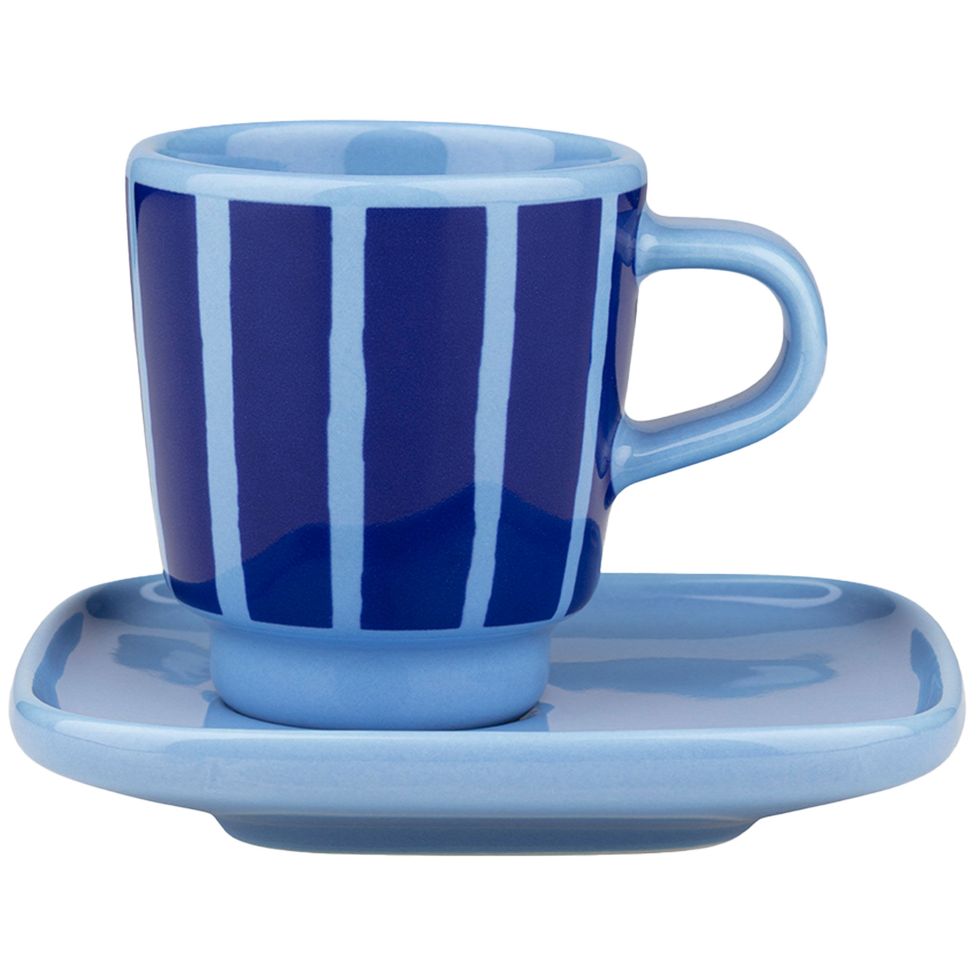 Marimekko Piccolo Espressokopp Med Fat   Cl  Ljusblå Blå