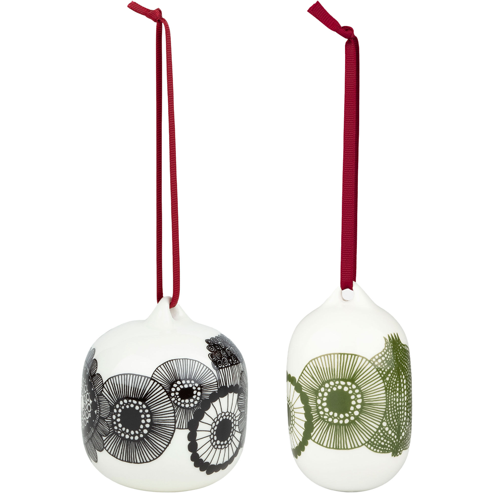 Marimekko Siirtolapuutarha Juletræspynt  Hvid Sort Grøn    Stk