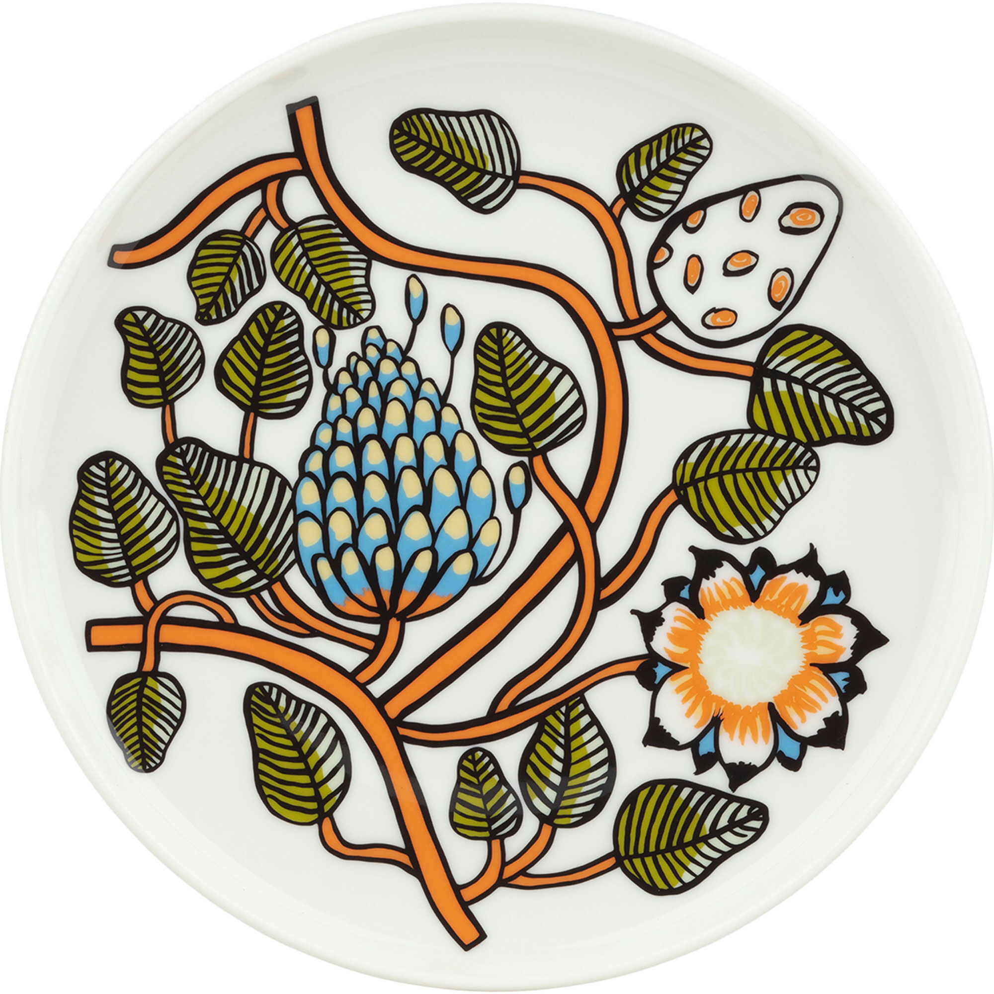 Marimekko Tiara Tallerken 20 Cm  Hvid Orange Grøn