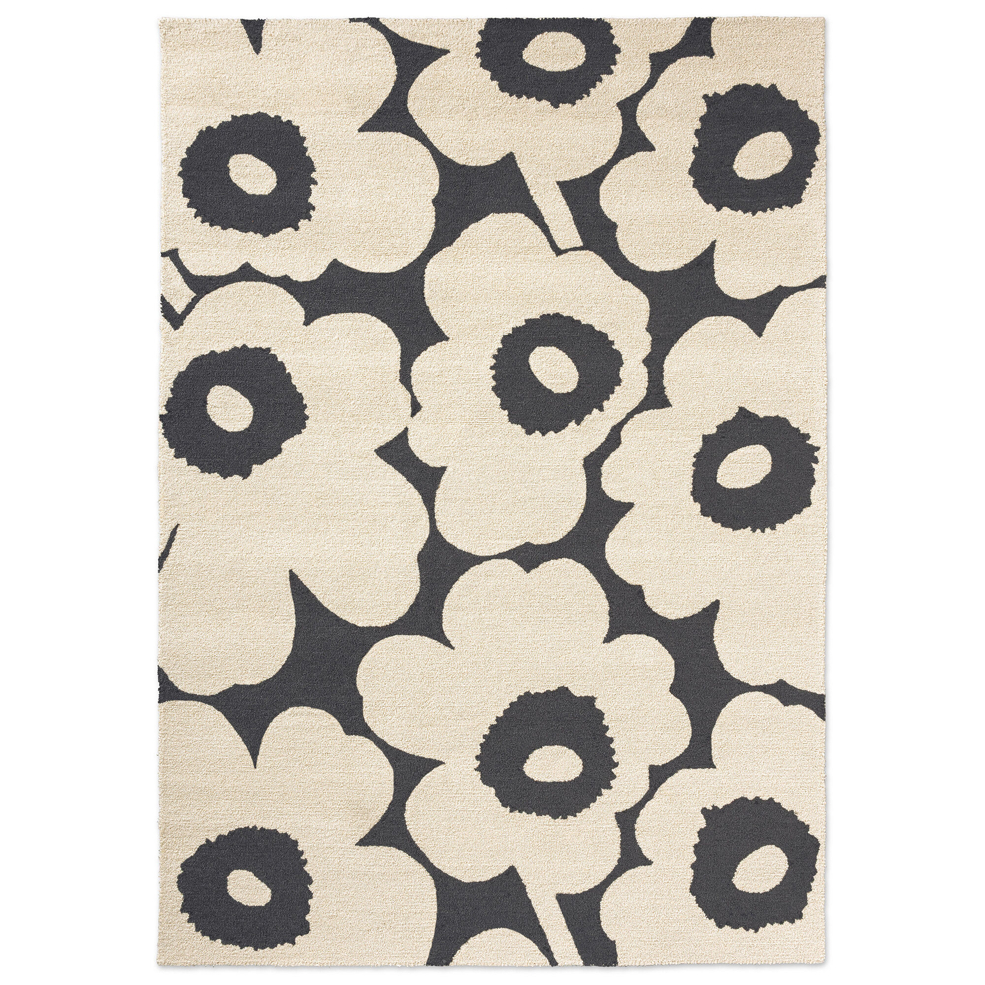 Marimekko Unikko Gulvtæppe Til Udendørsbrug 140   200 Cm  Grå Creme