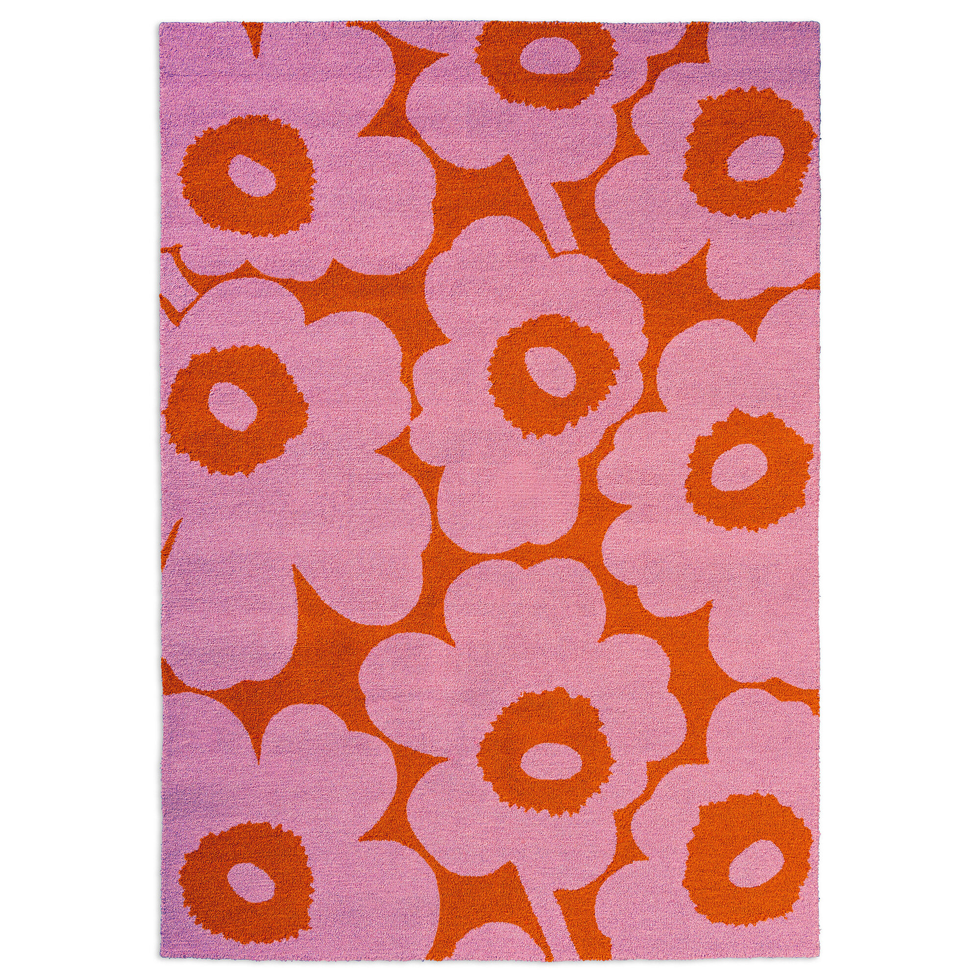 Marimekko Unikko Gulvtæppe Til Udendørsbrug 250   350 Cm  Lyserød Orange