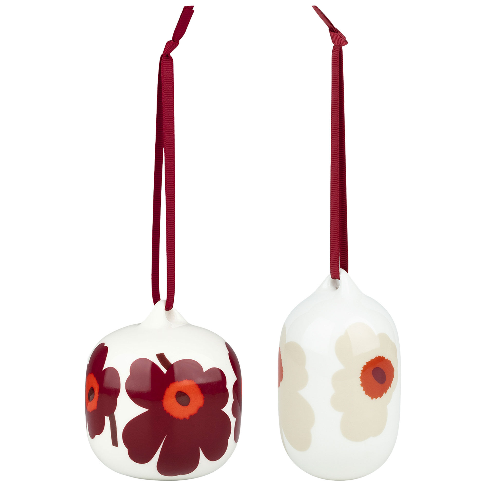Marimekko Unikko Julekugle  Hvid Rød Beige    Stk