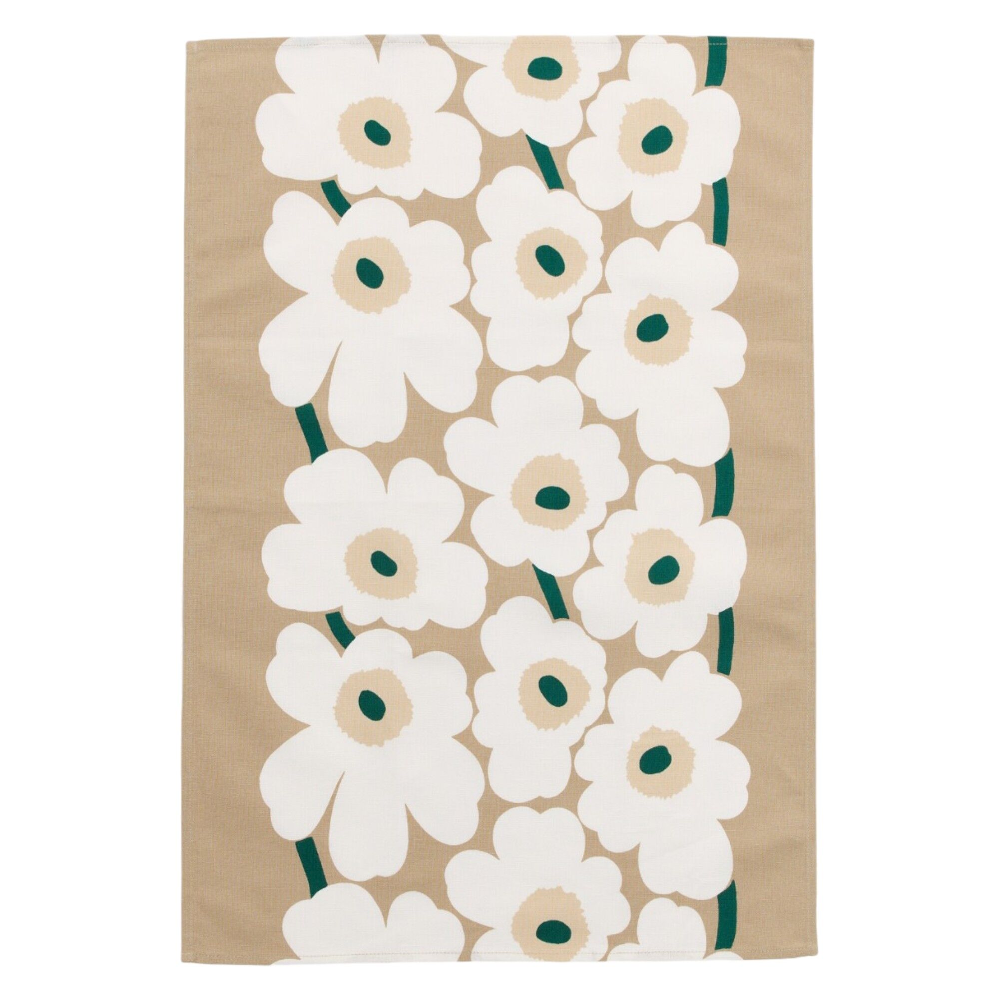 Marimekko Unikko Køkkenhåndklæde 47   70 Cm  Sand Hvid Hø Smaragdgrøn