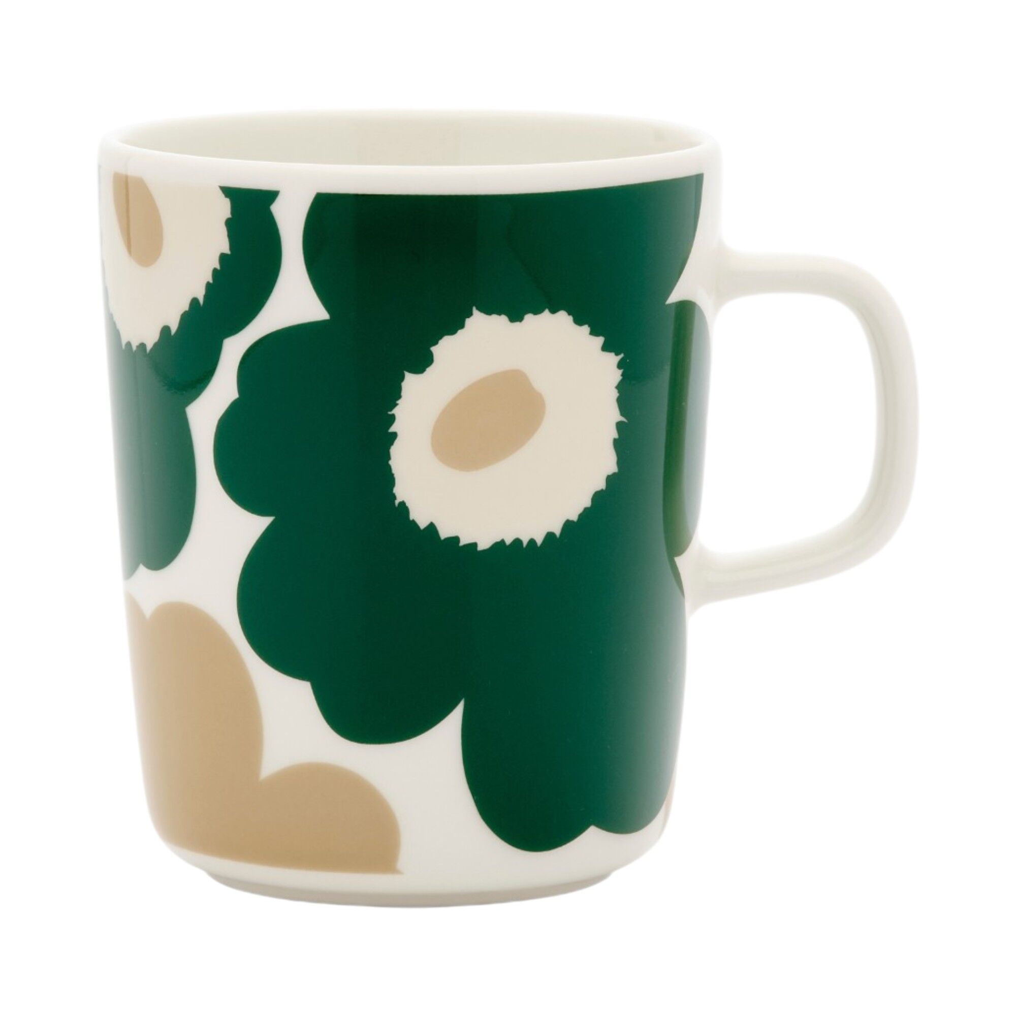 Marimekko Unikko Oiva Krus     Dl  Hvid Mørkegrøn Beige Sand