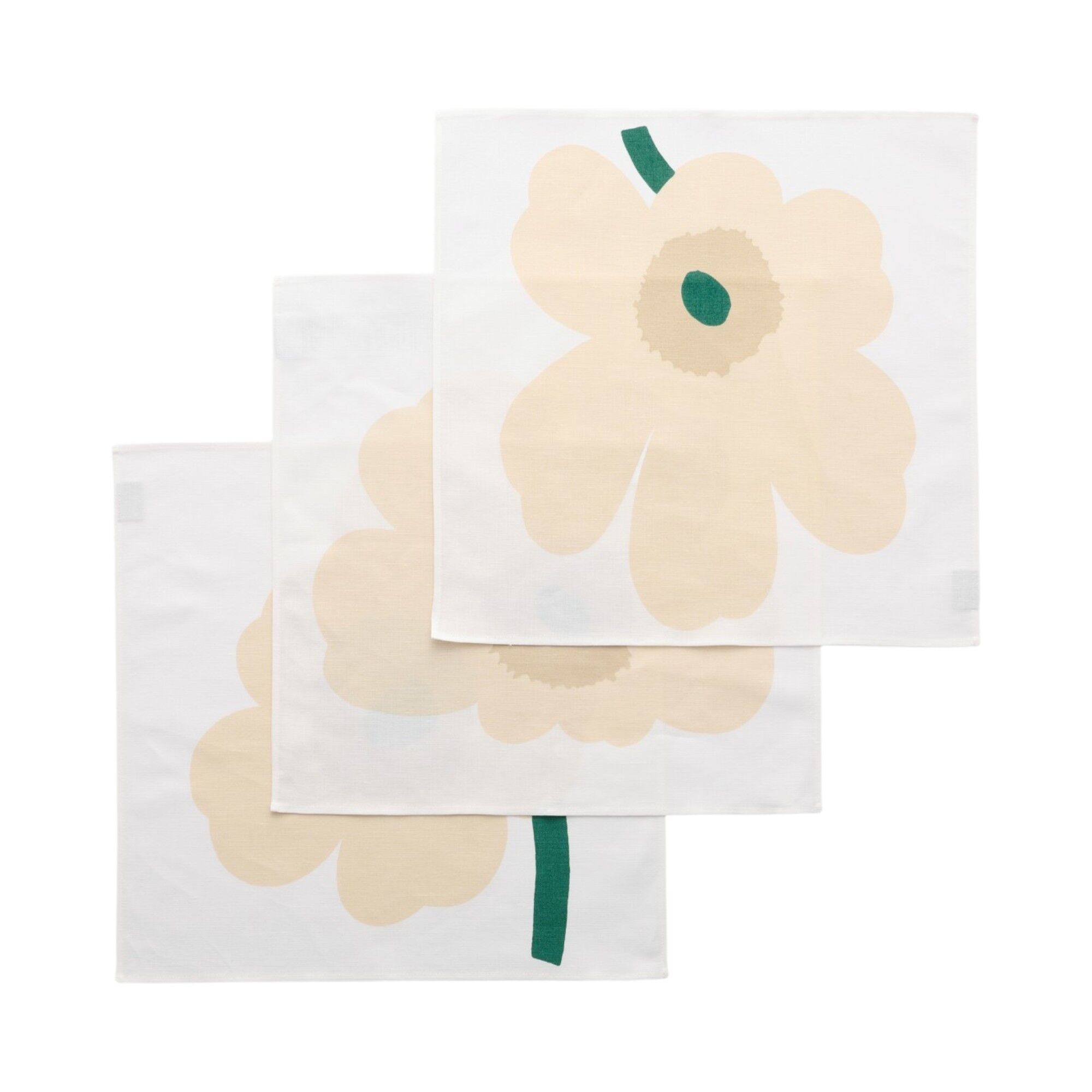 Marimekko Unikko Stofserviet 45    45 Cm  -pak  Hvid Hø Sand Smaragd