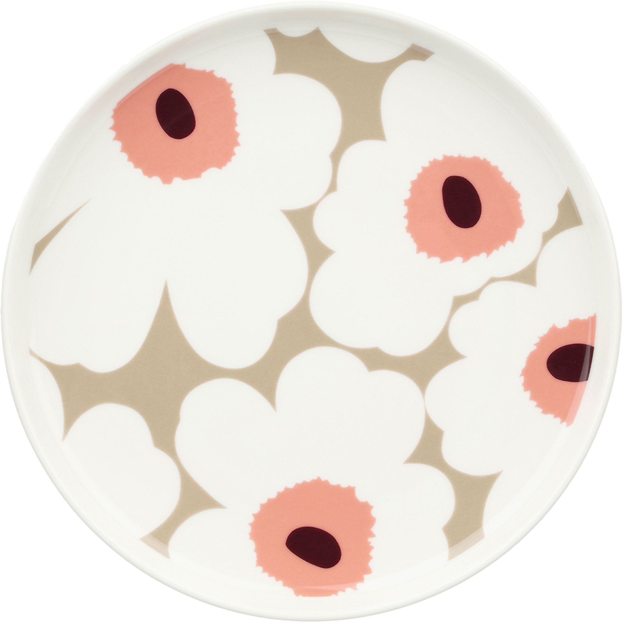 Marimekko Unikko Tallerken 20 Cm  Hvid Beige Rosa