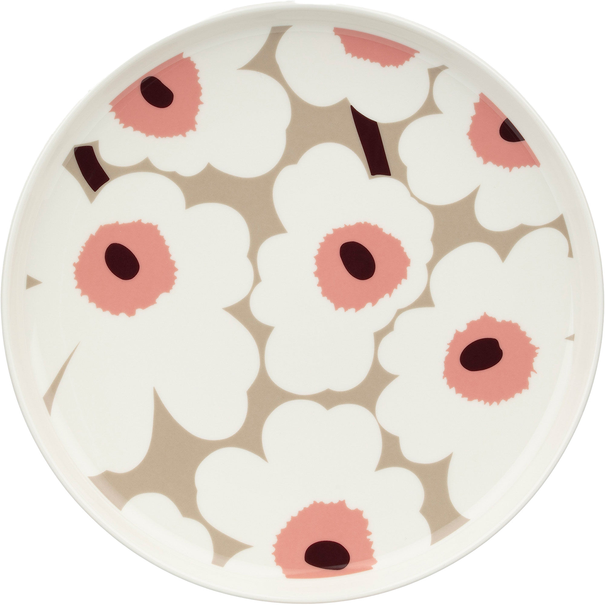 Marimekko Unikko Tallerken 25 Cm  Hvid Beige Rosa