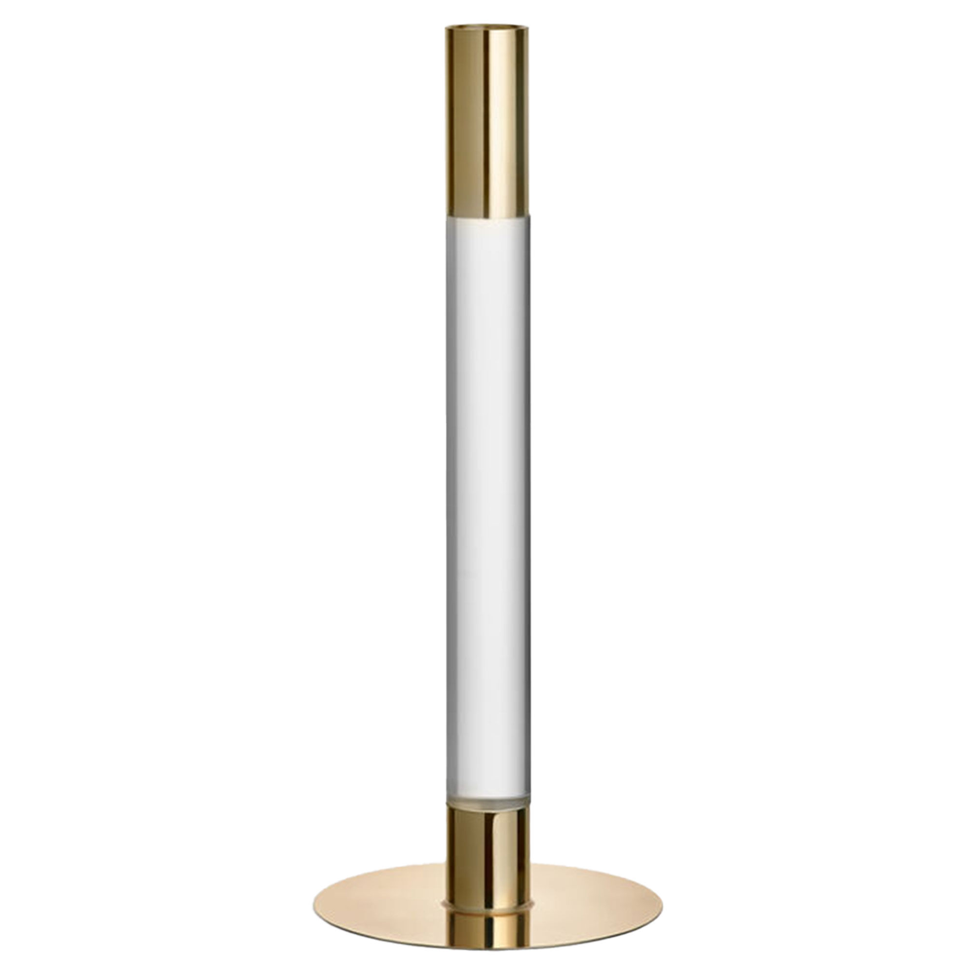 Orrefors Lumiere Lysestage 26   Cm  Glas Guld