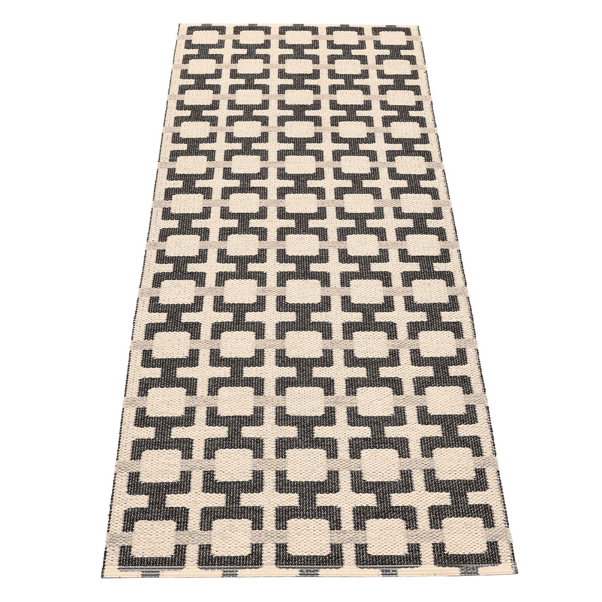 Pappelina Tom Gulvtæppe 180   70 Cm  Black Cream Grey