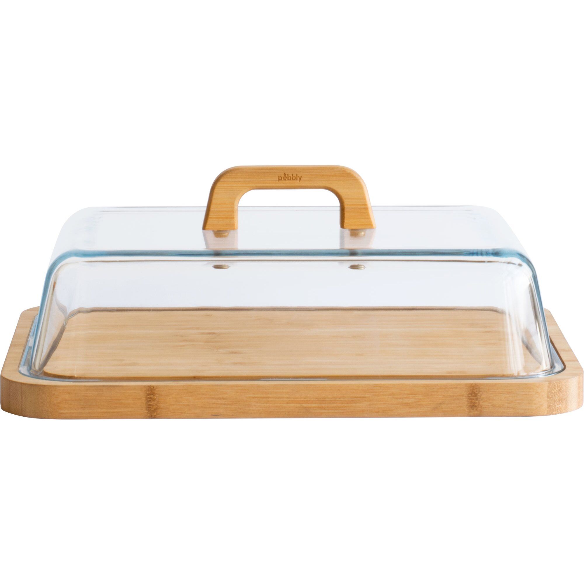 Pebbly Osteklokke 34x25x9   Cm  Glas Bambus