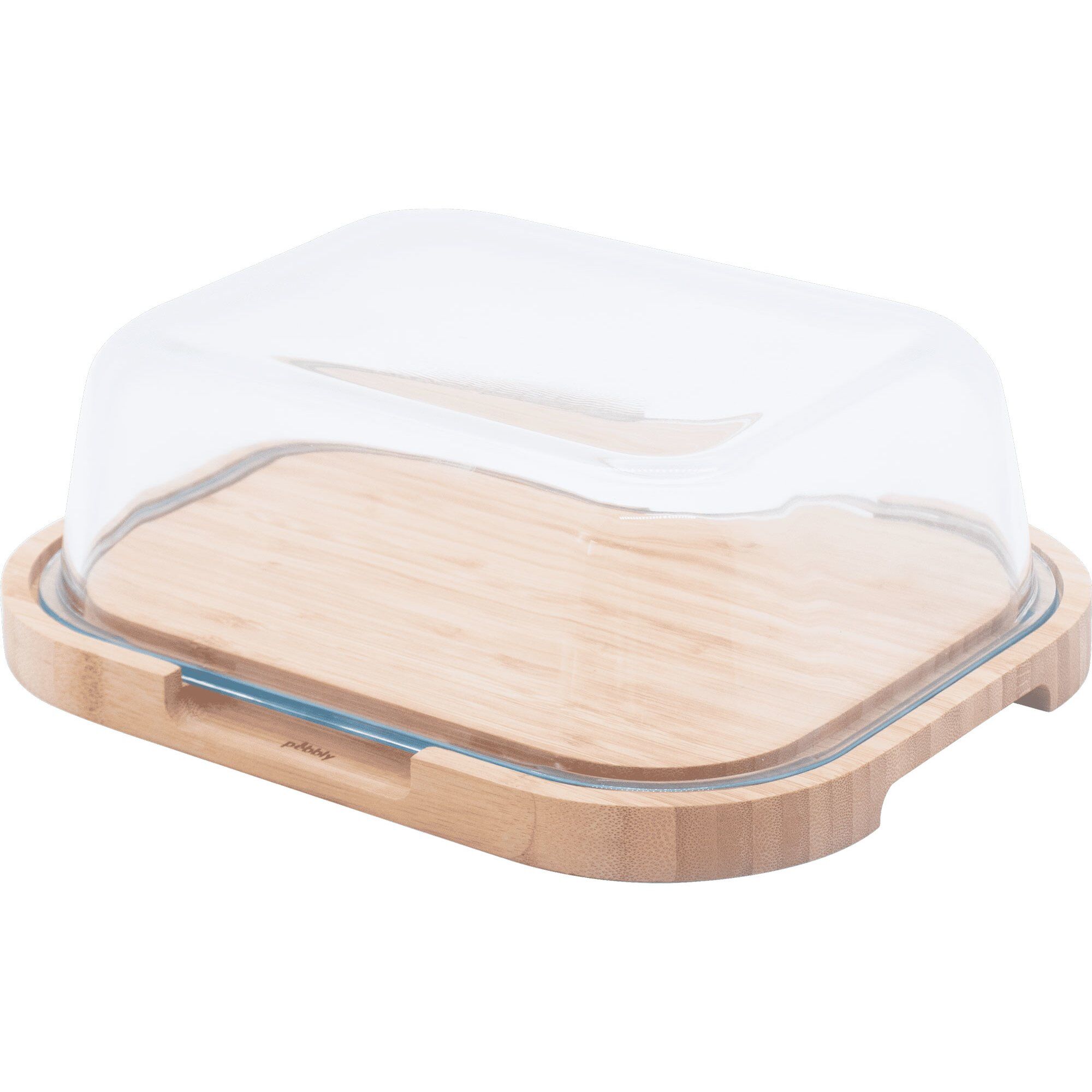Pebbly Osteklokke 27x21 5x9 5cm  Glas Bambus