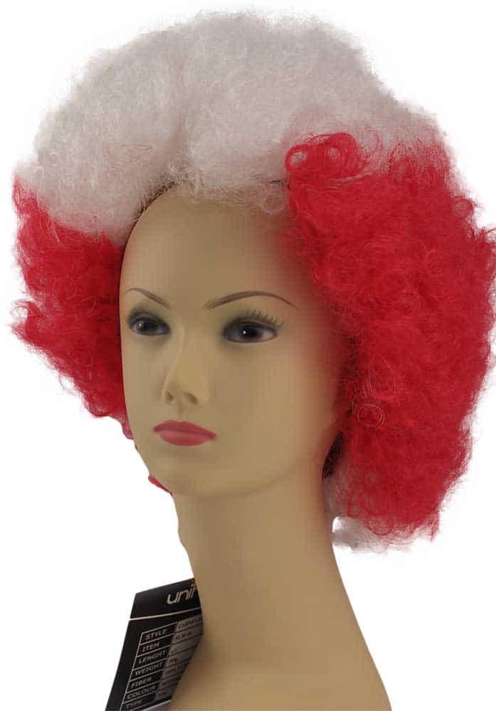 Rød Hvid Afro Paryk