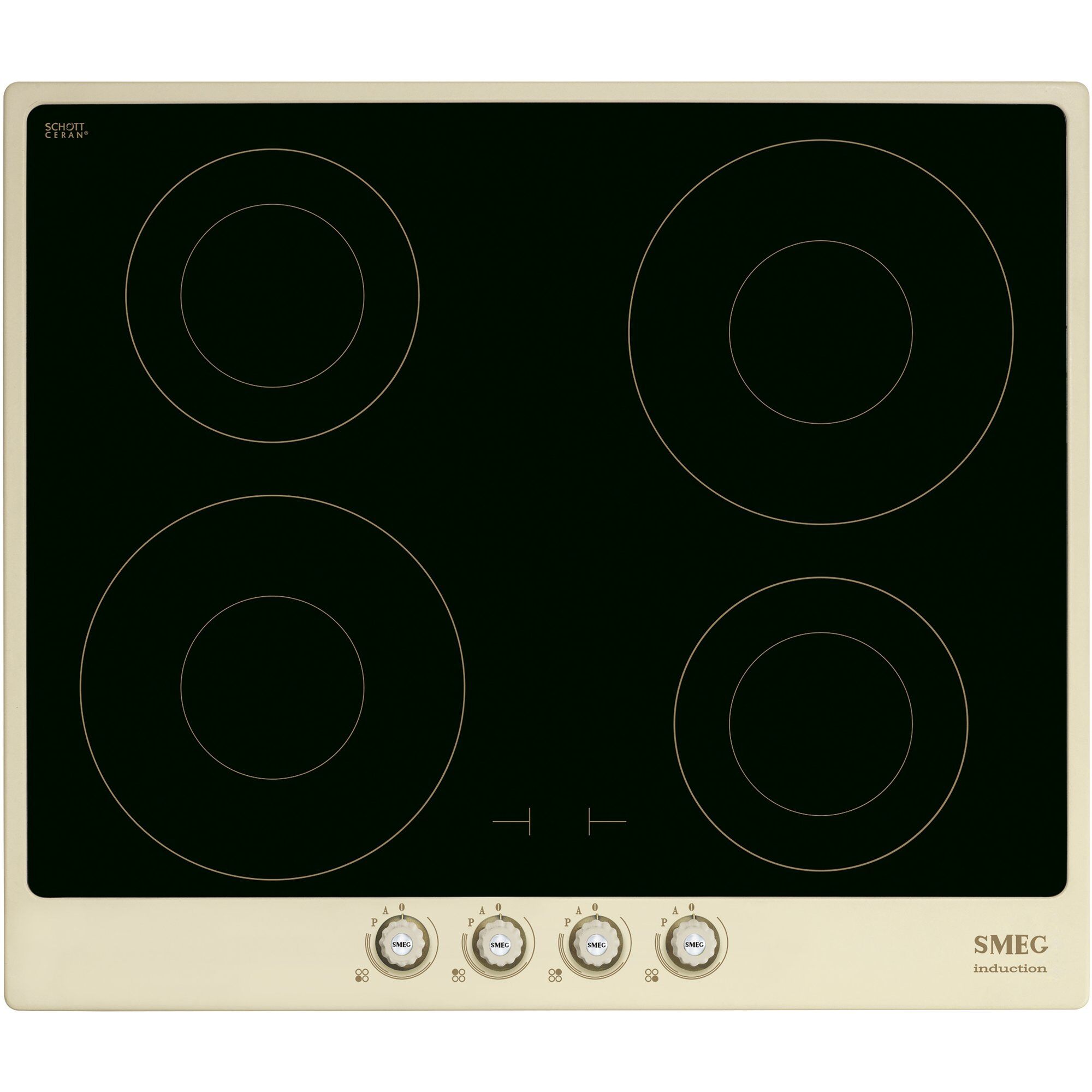 Smeg 60cm Cortina Induktionskogeplade    Ramme  Creme