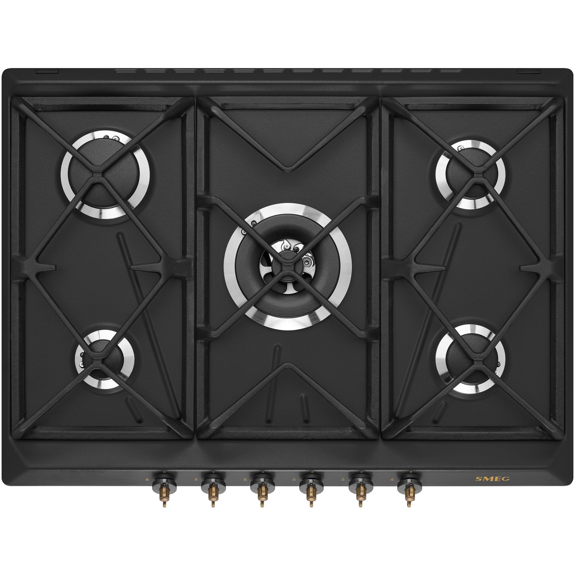 Smeg 70cm Gaskogeplade Med Frontbetjening   Antracit