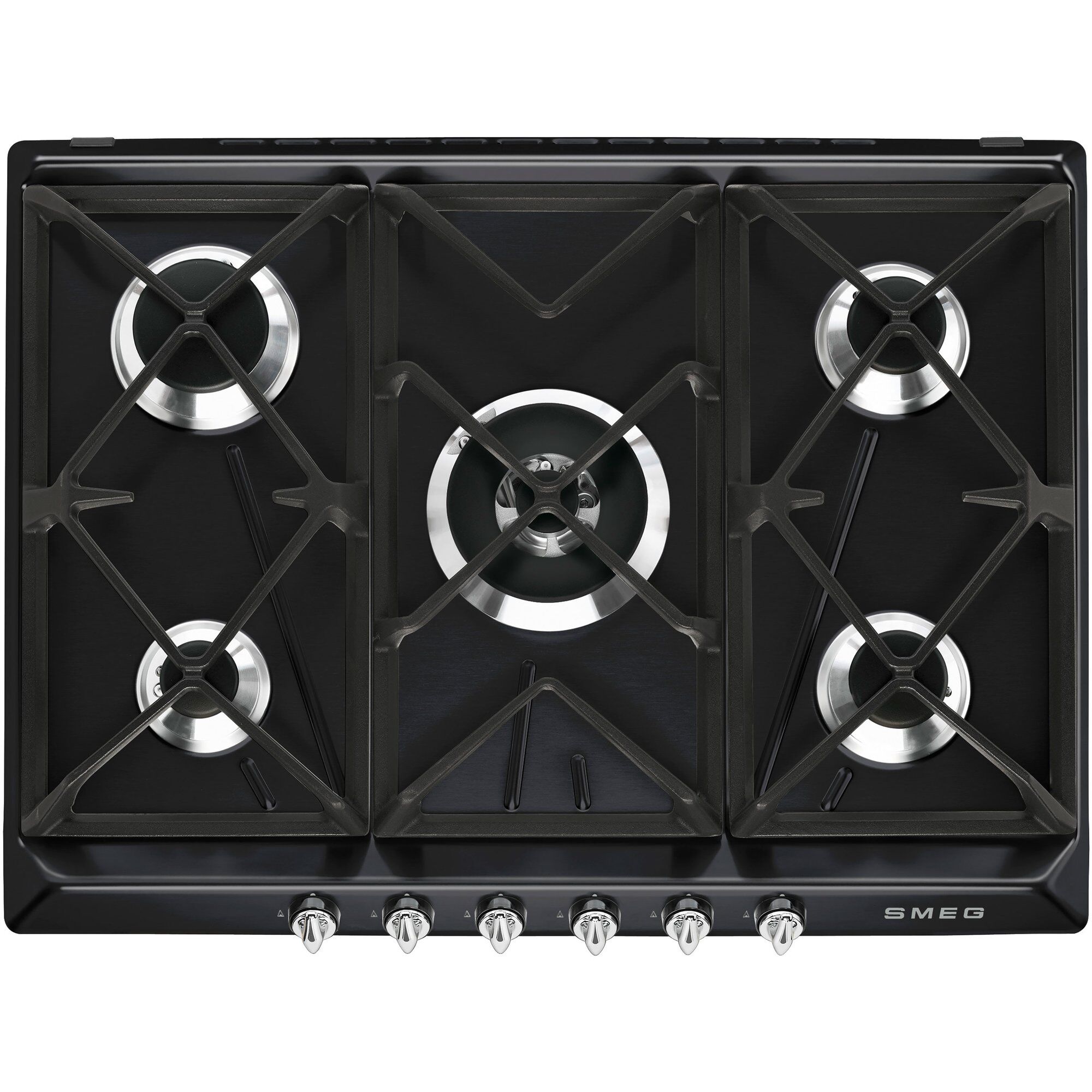 Smeg 68   Cm Gaskogeplade Rustfrit Stål Victoria Design Sort