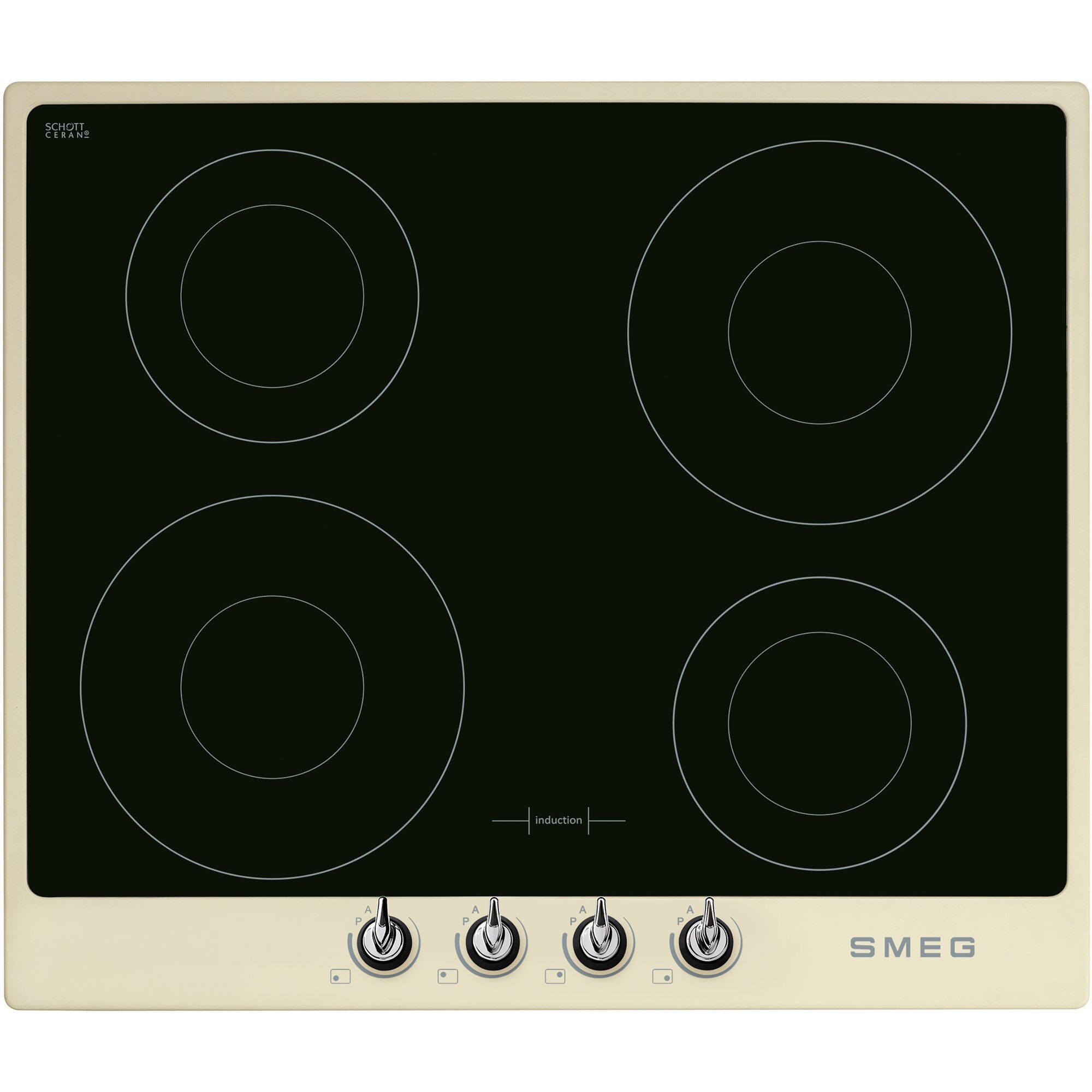 Smeg 60cm Victoria Induktionskogeplade    Ramme  Creme