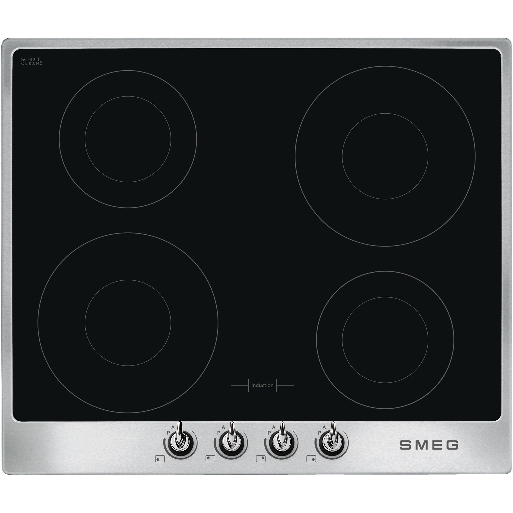 Smeg 60cm Victoria Induktionskogeplade    Ramme  Rustfrit Stål