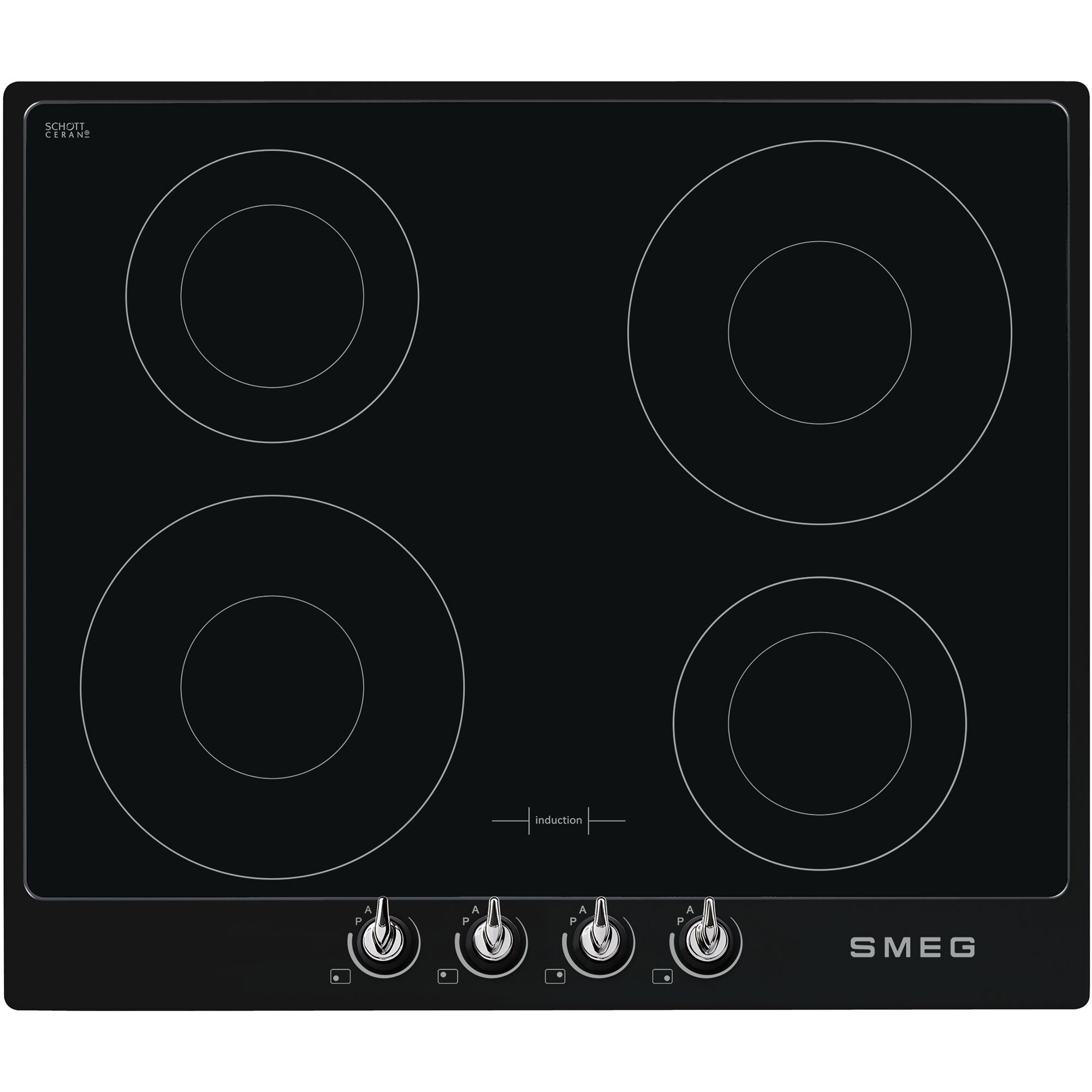 Smeg 60cm Victoria Induktionskogeplade    Ramme  Sort