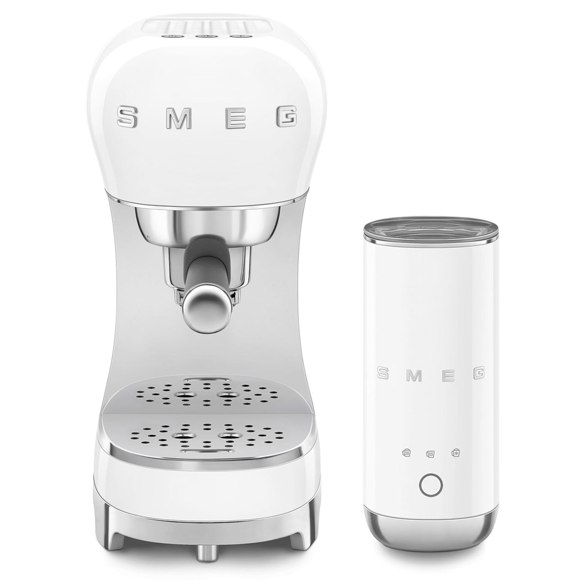 Smeg Ecf12wheu Manuel Espressomaskine Med Mælkeskummer  Hvid