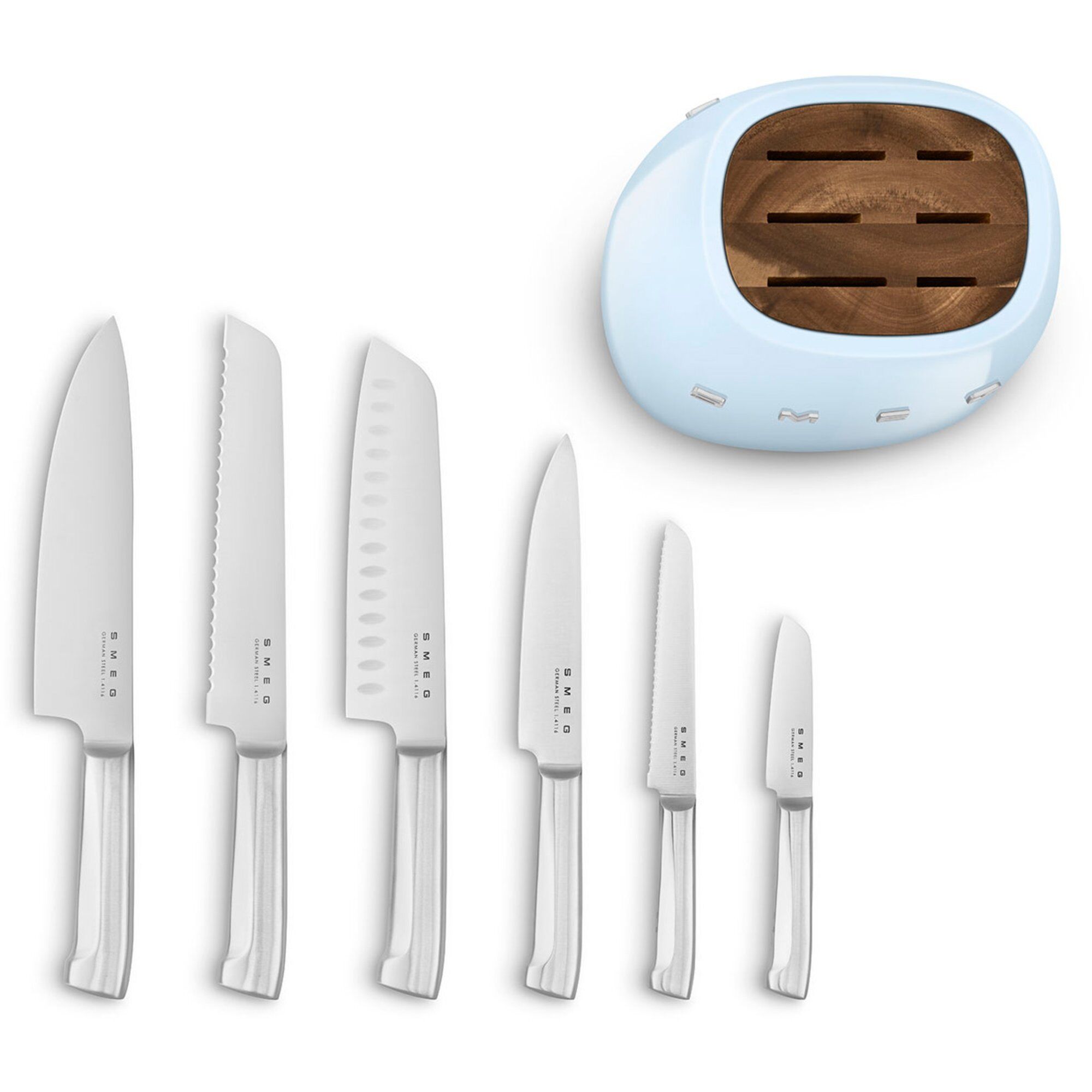Smeg Knivblok Med Knive   Stk  Blå