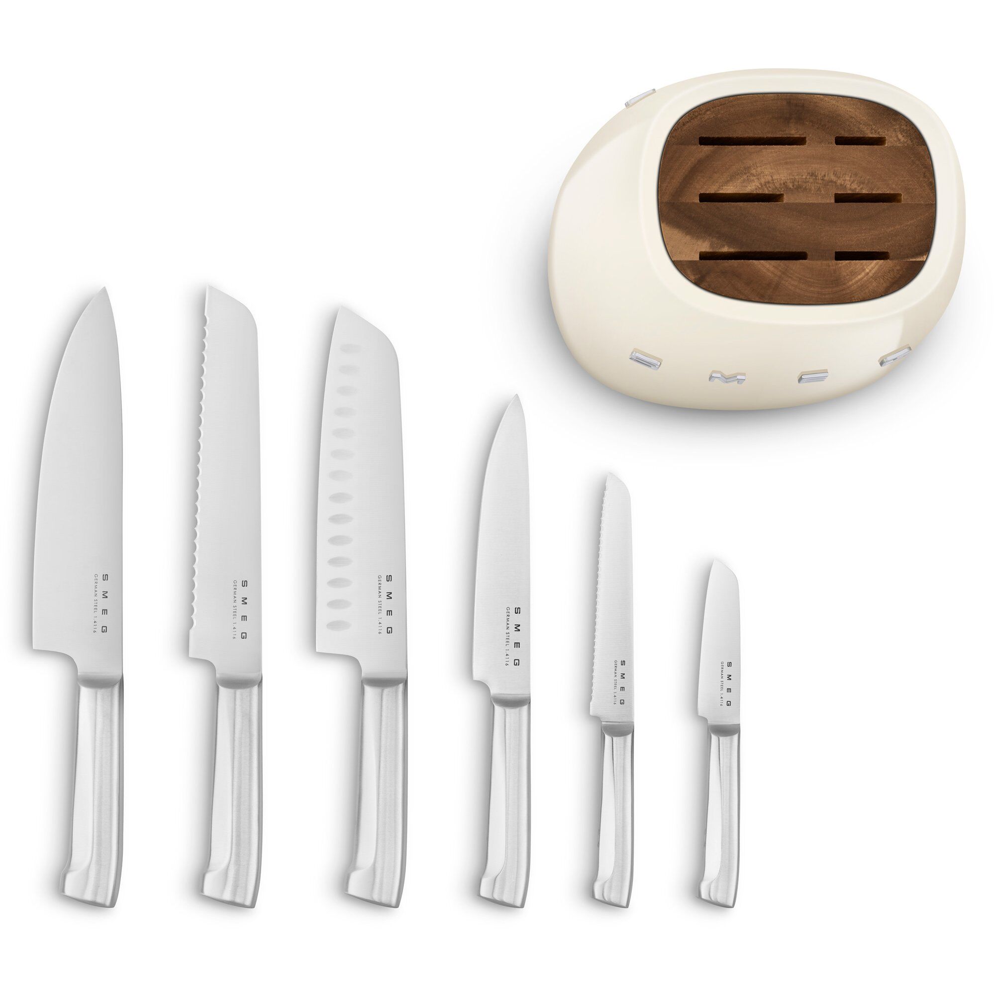 Smeg Knivblok Med Knive   Stk  Creme