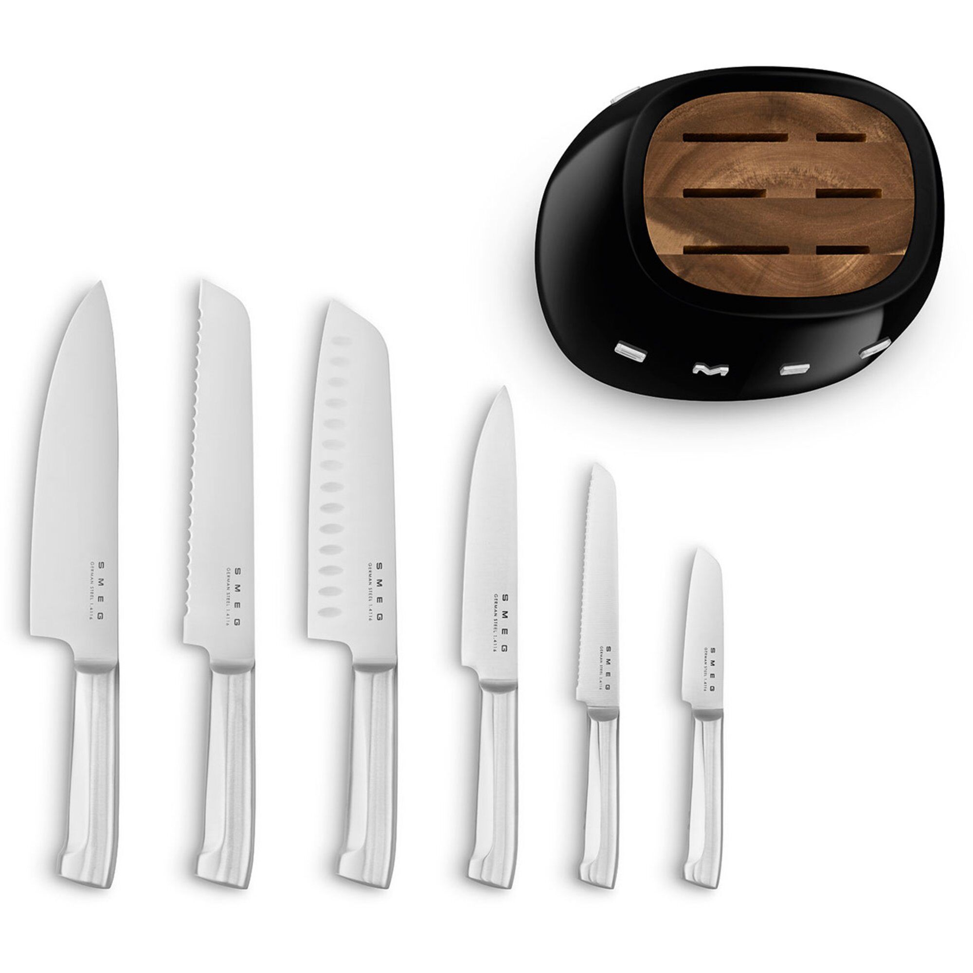 Smeg Knivblok Med Knive   Stk  Sort