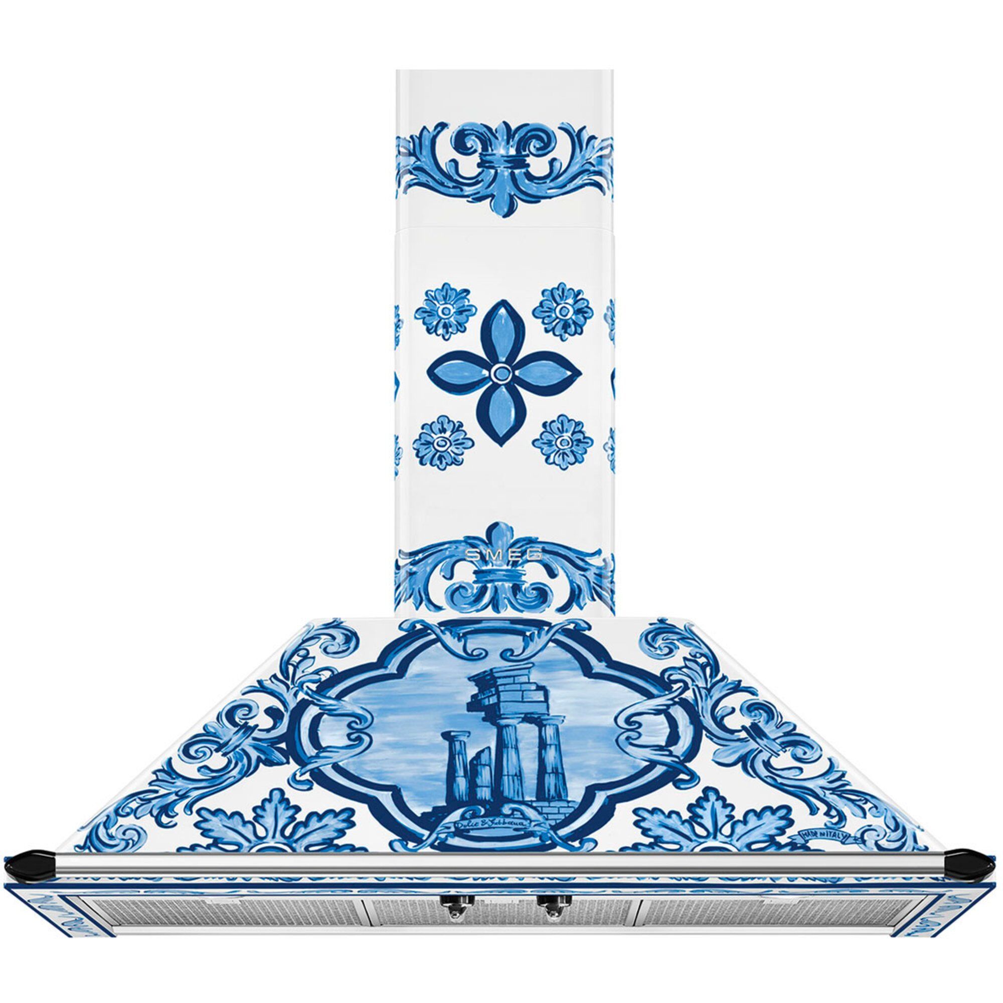 Smeg Væghængt Emhætte Dolce   Gabbana Blu Mediterraneo Kt90dgme 90 Cm