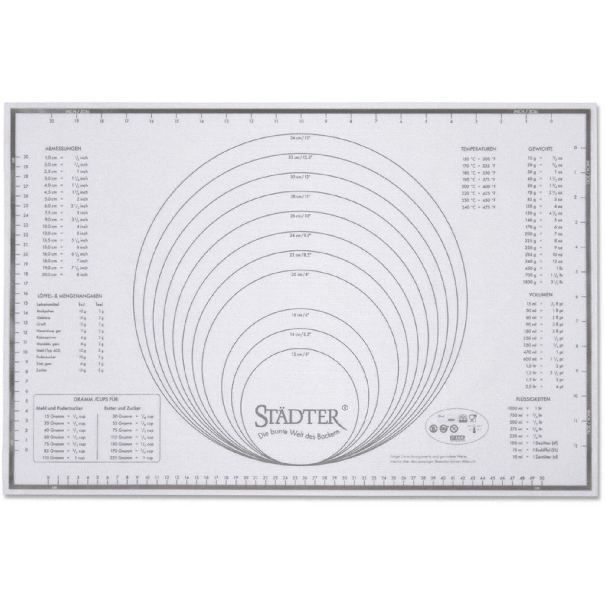 Städter Bageark   Glasfiber Silikone Gradueret 60 Cm   40 Cm