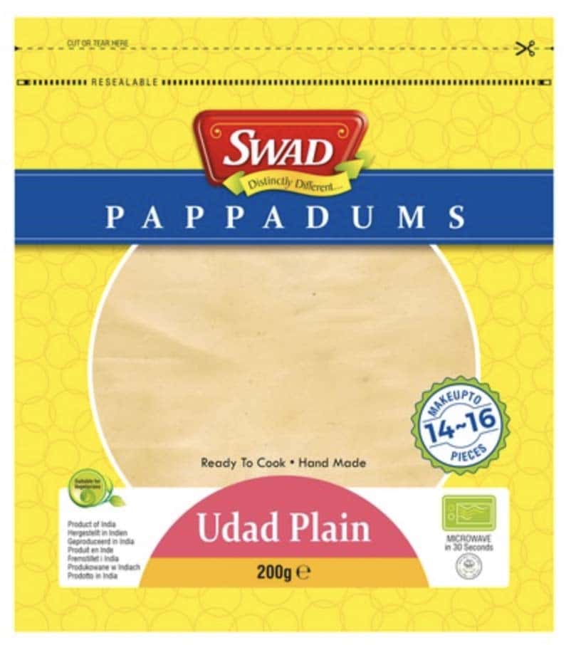 Swad Papadums Udad Plain 200