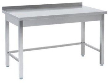 Tysk Produceret Arbejdsbord   Fuldsvejset Rustfri Stål Med Bagkant 700mm   1400     700     850 Mm