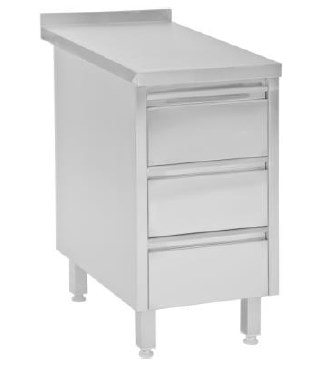 Tysk Produceret Arbejdsbord   Fuldsvejset Rustfri Stål Med Uden Bagkant Samt   Skuffer  600-700mm   400     700     850 Mm