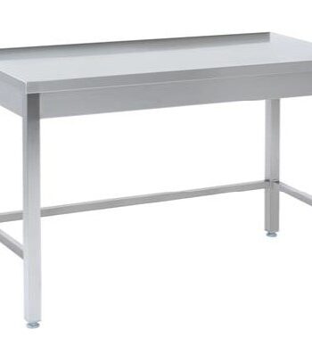 Tysk Produceret Arbejdsbord   Fuldsvejset Rustfri Stål Uden Bagkant Og Hylde  600mm   1400     600     850 Mm