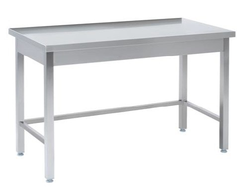 Tysk Produceret Arbejdsbord   Fuldsvejset Rustfri Stål Uden Bagkant Og Hylde  600mm   1400     600     850 Mm