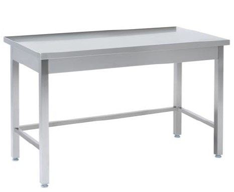 Tysk Produceret Arbejdsbord   Fuldsvejset Rustfri Stål Uden Bagkant Og Hylde  700mm   2000     700     850 Mm