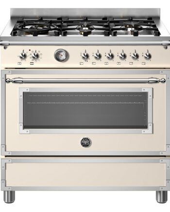 Bertazzoni Her96l1eavt Heritage Gaskomfur Med Ovn  90 Cm  Cremehvid