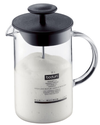 Bodum Latteo Mælkeskummer   Glashåndtag  Sort