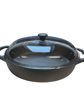 Carl Victor Sauterpande Med Glaslåg 32 Cm  Støbejern