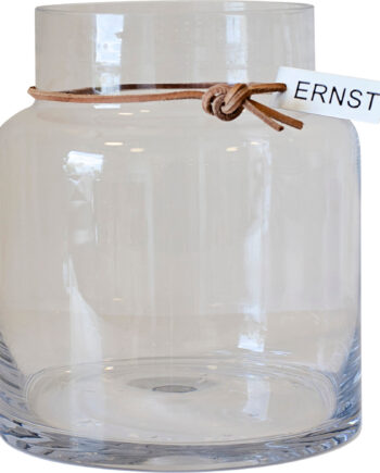 Ernst Glasvase Med Lædersnor  18cm