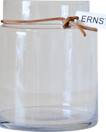 Ernst Glasvase Med Lædersnor  22   Cm