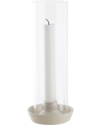 Ernst Lysestage Med Glas  Hvid