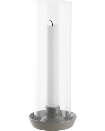 Ernst Lysestage Med Glas  Lysegrå