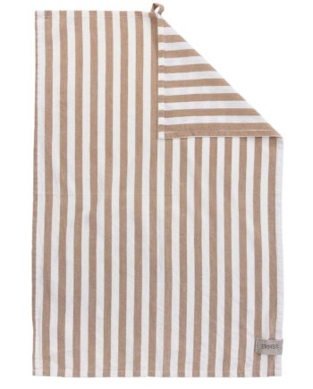 Ernst Viskestykke Bred Stribe 47   70 Cm  Karamel Hvid