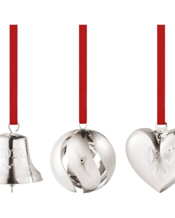 Georg Jensen 2022 Sæt Med Kugle  Klokke Og Hjerte  Palladium