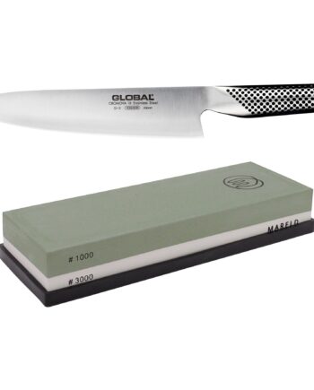 Global  -  Kokkekniv 20 Cm   Mareld Slibesten 1000 3000 Grit