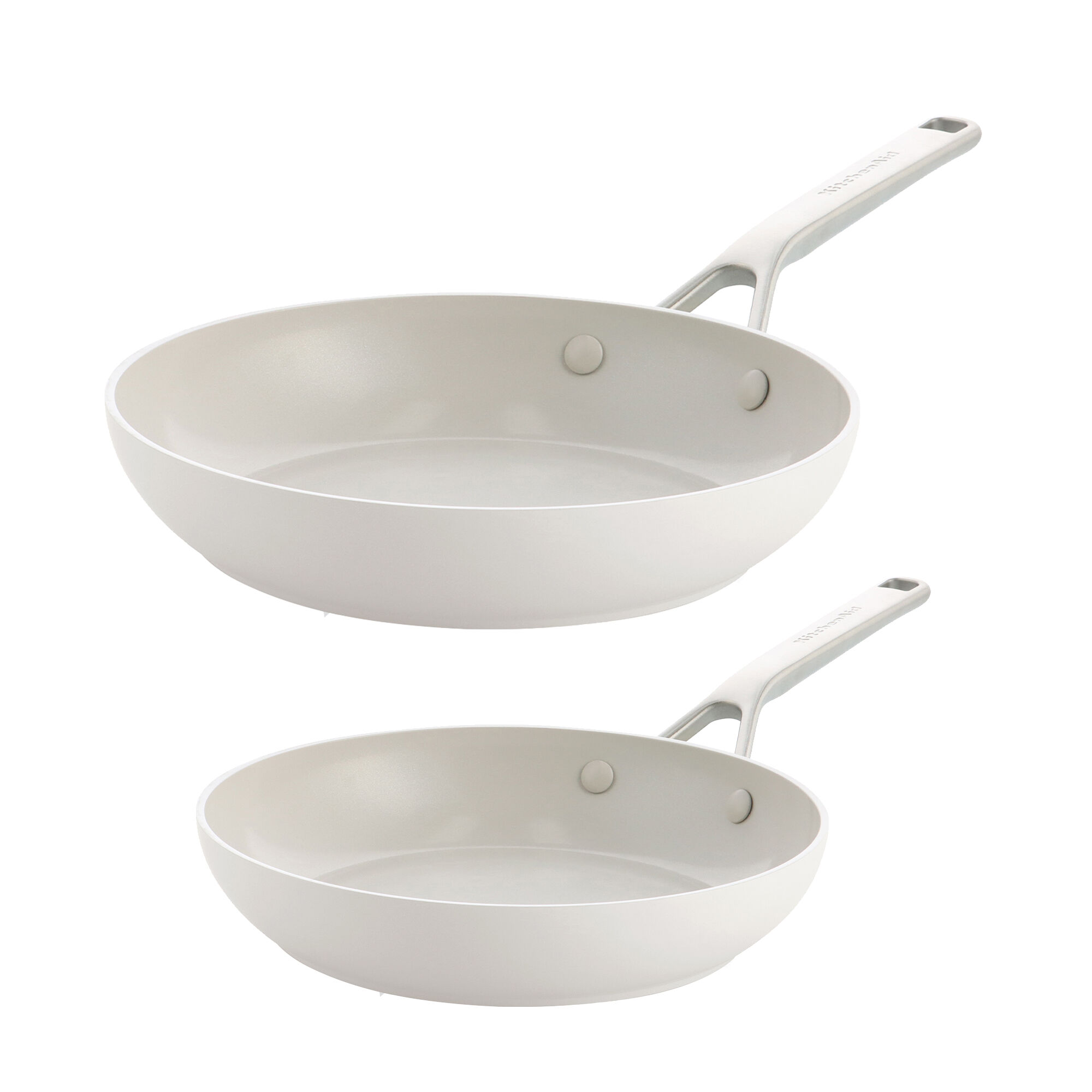 Kitchenaid  Advanced Hard Anodized Stekpanneset 24   28 Cm  Porslinsvit