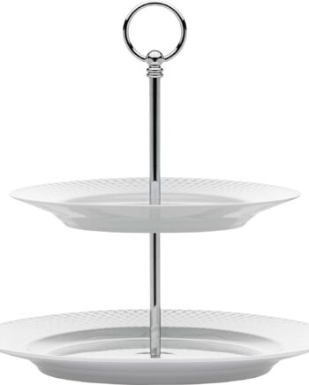 Lyngby Porcelæn Rhombe Kagefad  Hvid  27 Cm