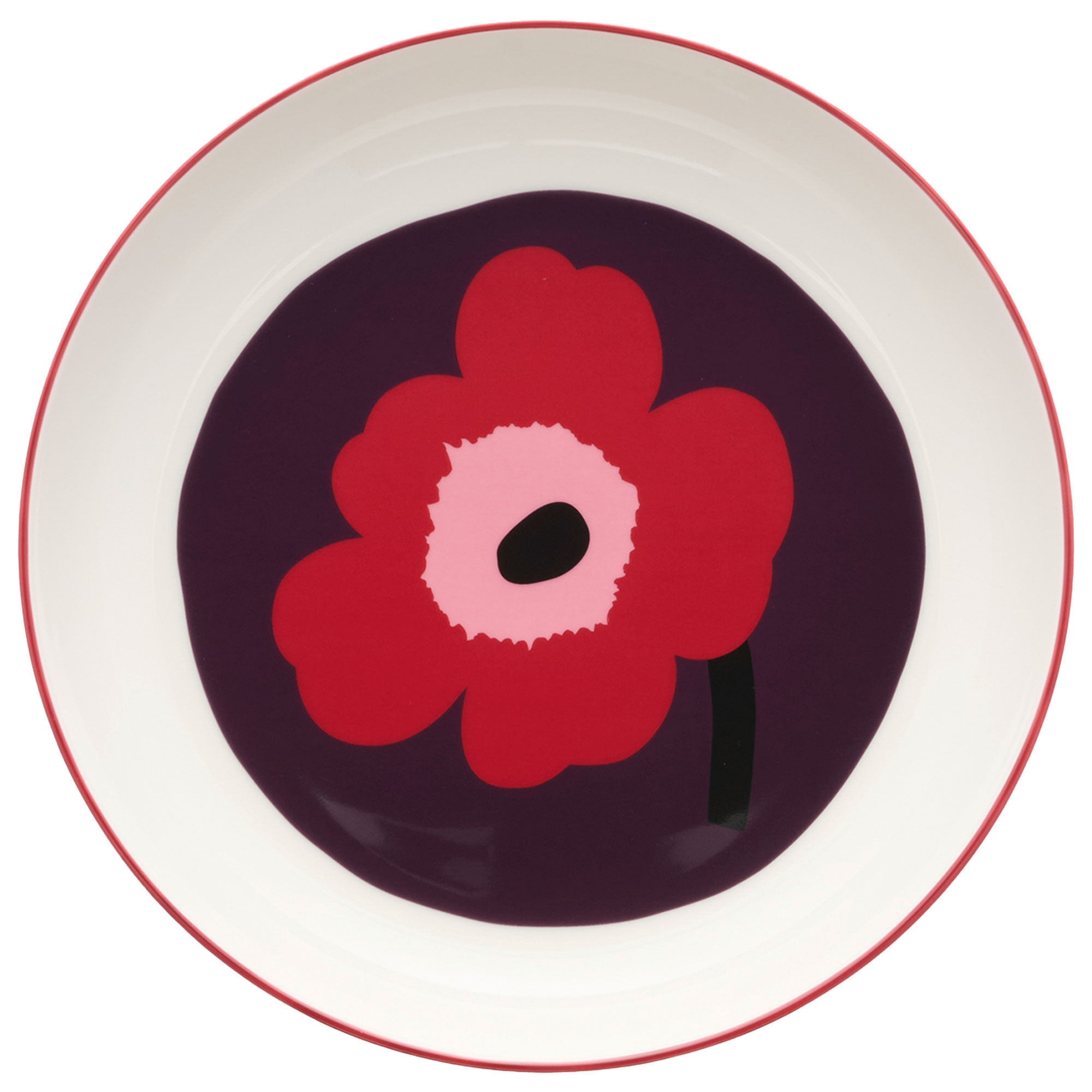 Marimekko Oiva Unikko Dyb Tallerken 20   Cm  Cranberry Pink